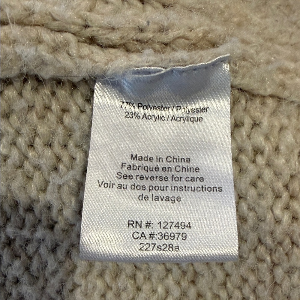 Heartloom Soft Cream Cable Zip Turtleneck Sweater Size L - Picture 5 of 5